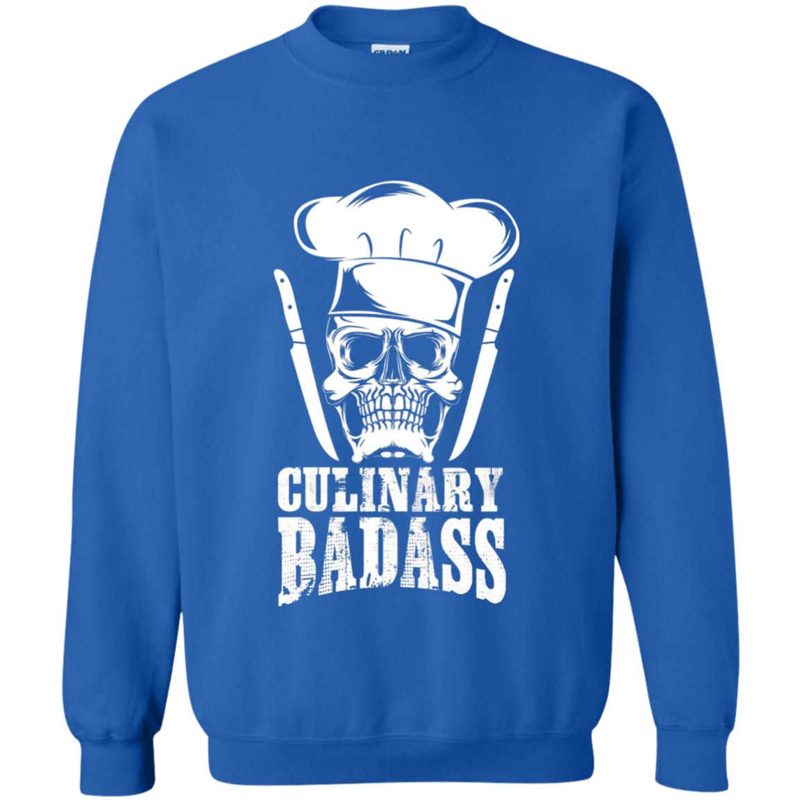 Culinary Badass Funny Chef Skull Knifes Cooking Tshirt Royal