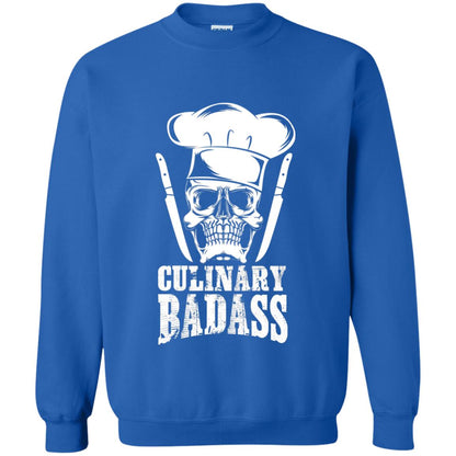 Culinary Badass Funny Chef Skull Knifes Cooking Tshirt Royal