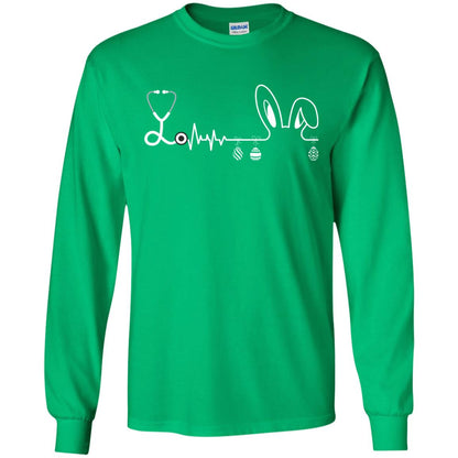 Easter Bunny Nurse Heartbeat T-shirt For Nursing Lover Irish Green