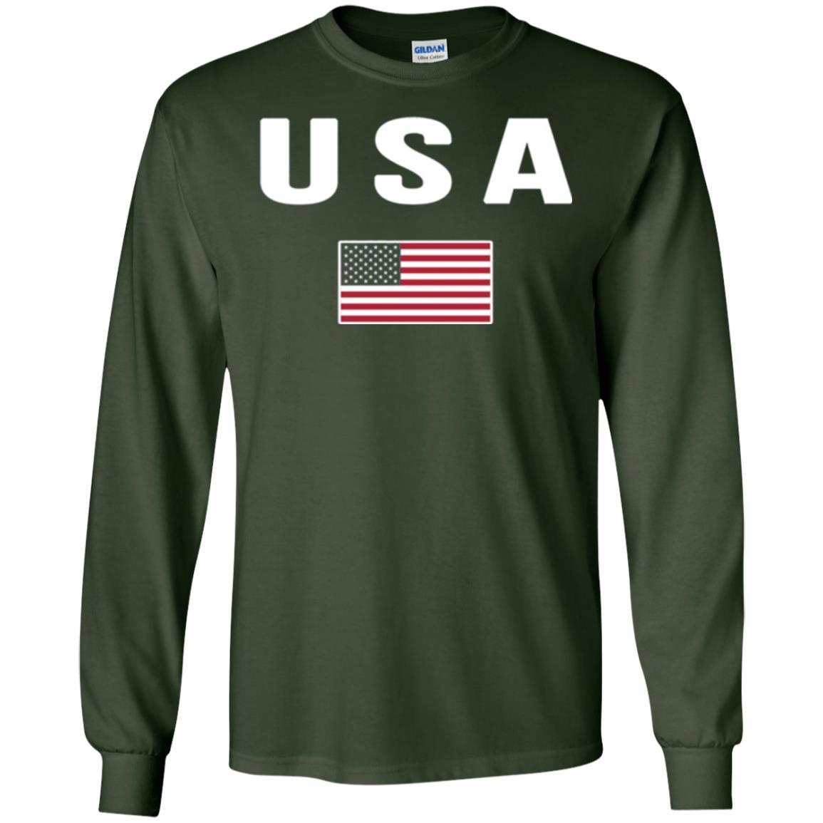 American Flag Us America United States T-shirt Forest Green
