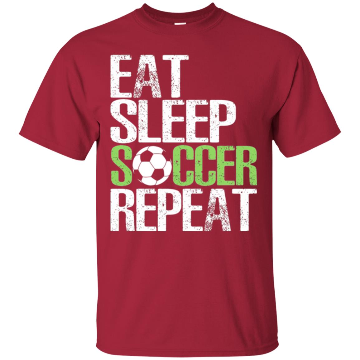 Soccer T-shirt Eat Sleep Soccer Repeat Cardinal