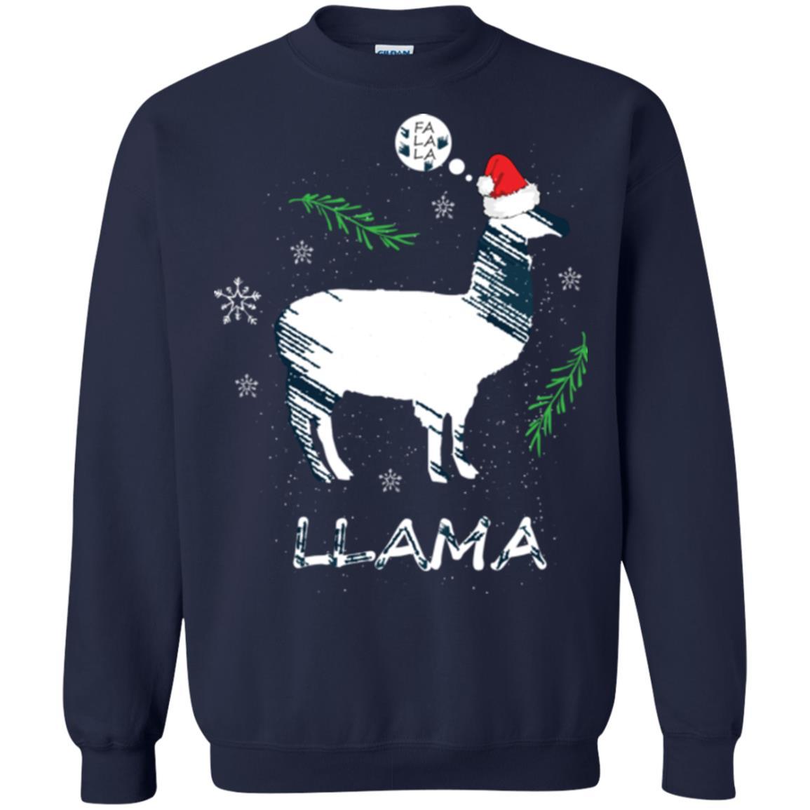 Christmas T-shirt Fa La La La Llama T-shirt Navy