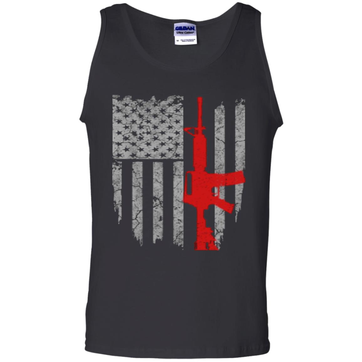Hunting Lover T-shirt Gun Usa Flag Black