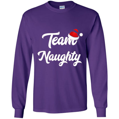 Christmas T-shirt Team Naughty Nice Santa Hat T-shirt Purple
