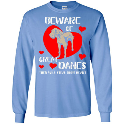 Beware Of Great Danes They Will Steal Your Heart Cute Shirt Carolina Blue