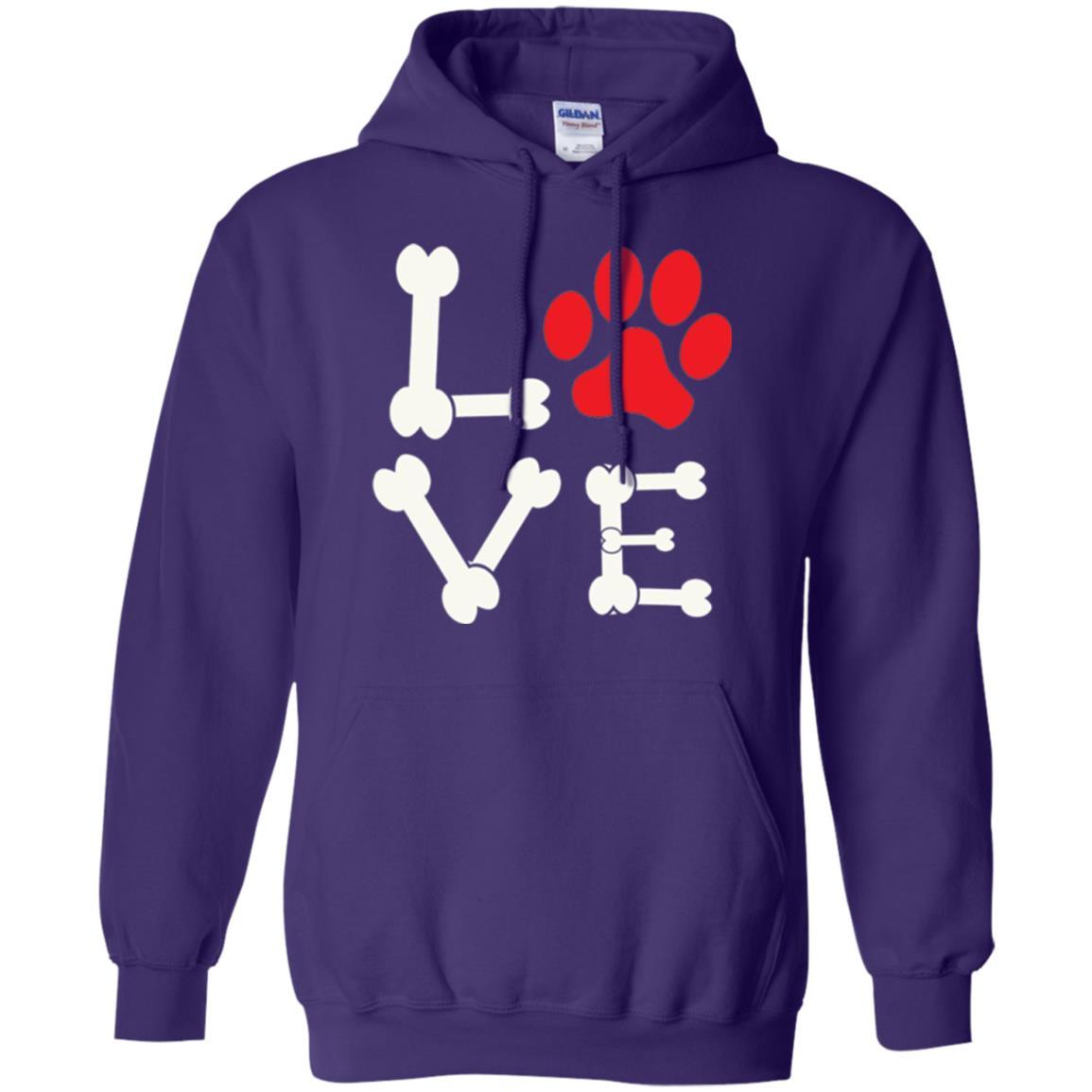 Dog Lover T-shirt Love My Dog Red Pawprint Purple