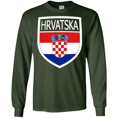Croatia Shield T-shirt Hrvatska Patch Croatian Flag Badge Forest Green