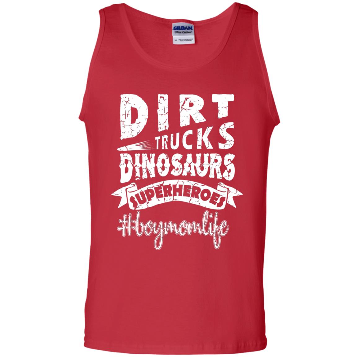 Dirt Trucks Dinosaurs Superheroes #boymomlife Family T-shirt Red