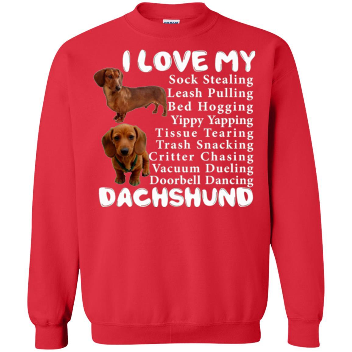 Dachshund T-shirt Sock Stealing Bed Hogging Red