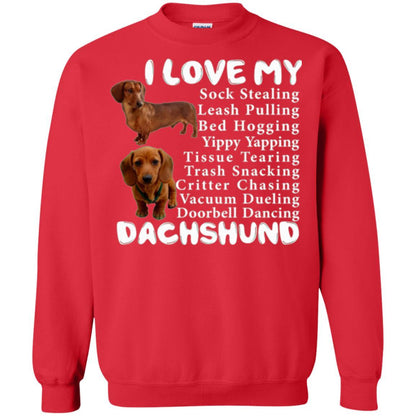 Dachshund T-shirt Sock Stealing Bed Hogging Red