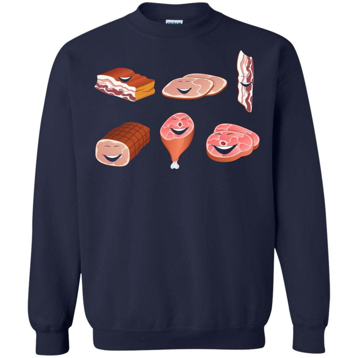 Funny Bbq T-shirt Meat Family Navy