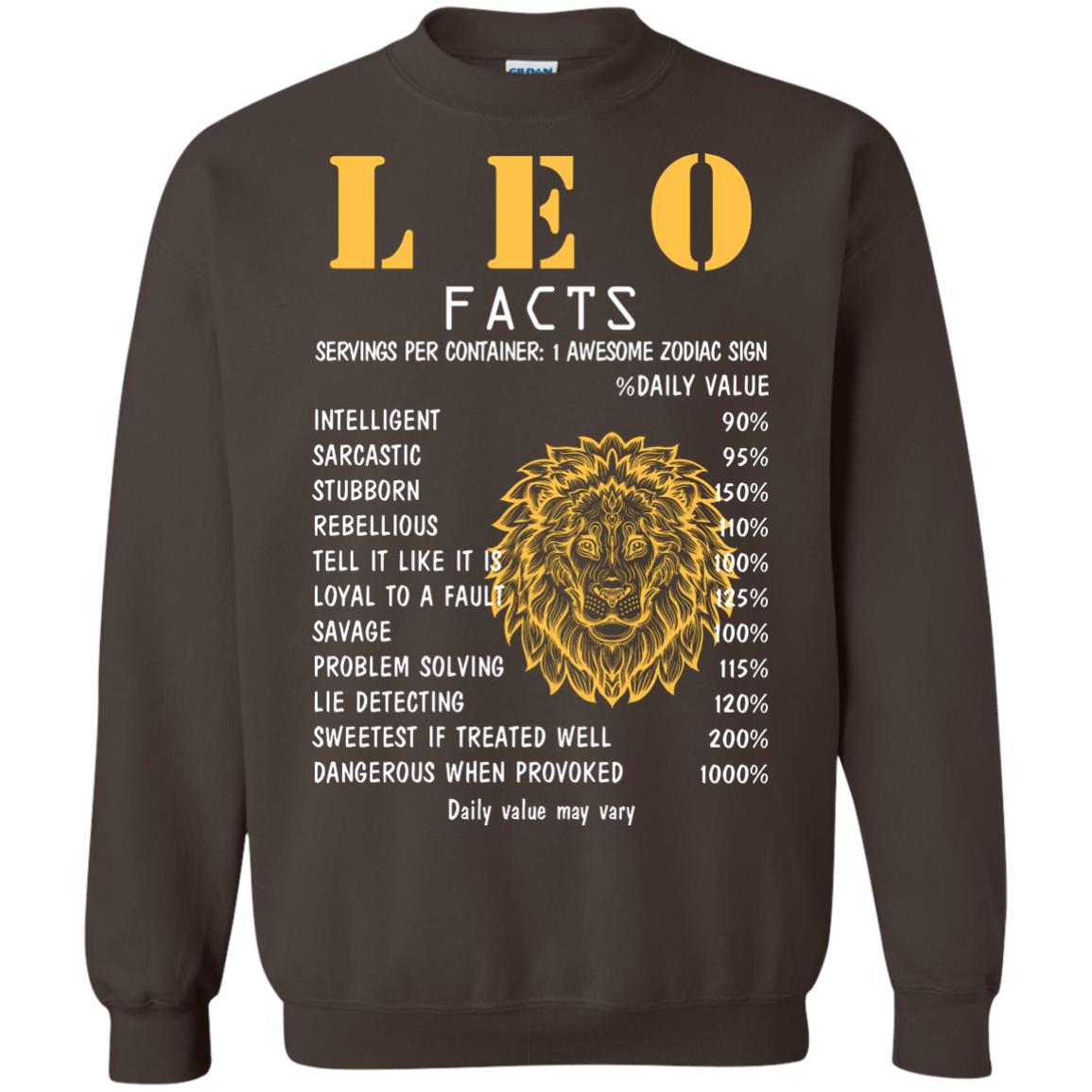 Leo Facts 1 Awesome Zodiac Sign Gift Shirt For Leo Horoscope Dark Chocolate
