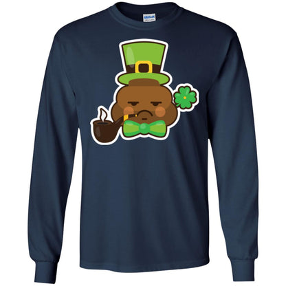Saint Partick_s Day T-shirt Leprechaun Poop Emoji With Patrick Hat Navy