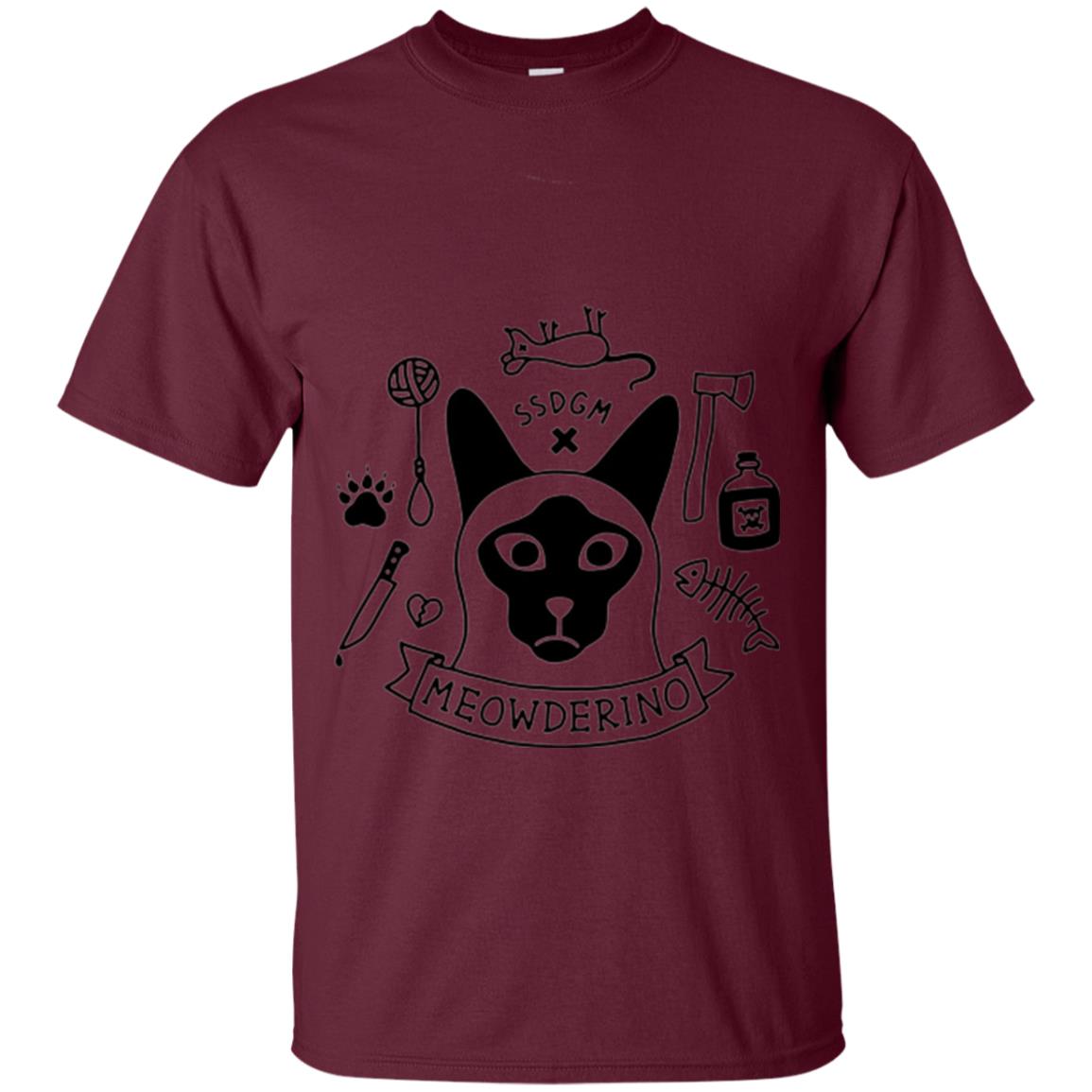 Meowderino T-shirt True Crime Cat Maroon