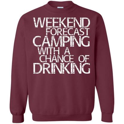 Camper T-shirt Weekend Forecast Camping With A Chance Of Drinking Maroon