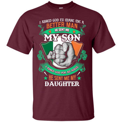 He Sent Me My Son He Sent Me My Daughter Saint Patrick's Day Shirt For Dad Maroon