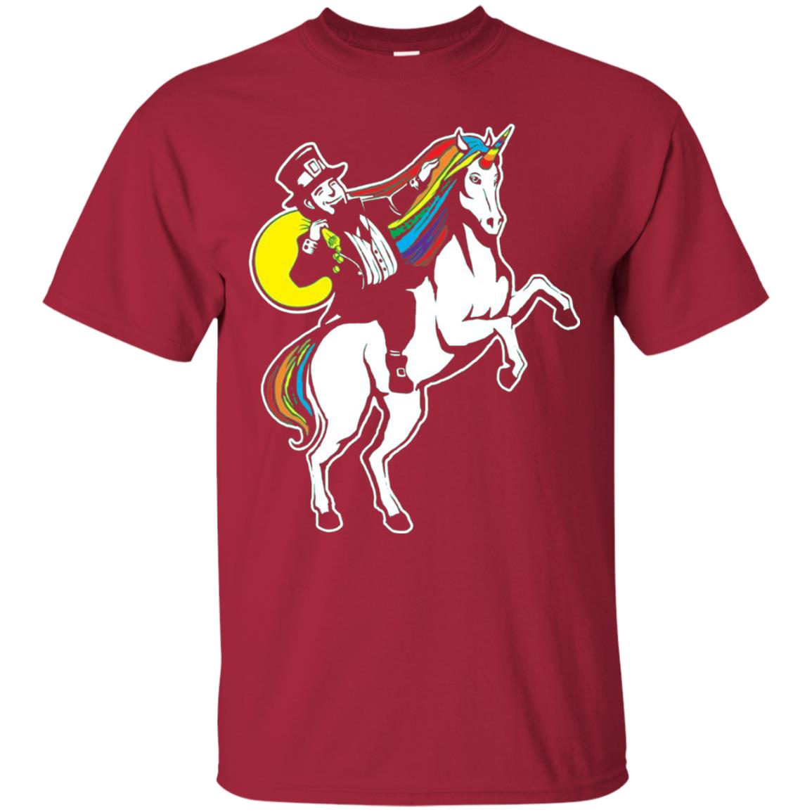 St Patrick Day Lepricorn Leprechaun Riding Unicorn T-shirt Cardinal
