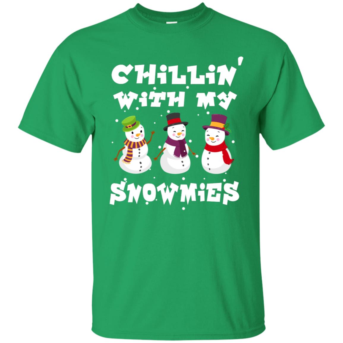 Chillin' With My Snowmie Snowman X-mas Gift Shirt For Mens Womens Kids Irish Green