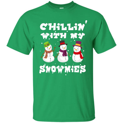 Chillin' With My Snowmie Snowman X-mas Gift Shirt For Mens Womens Kids Irish Green