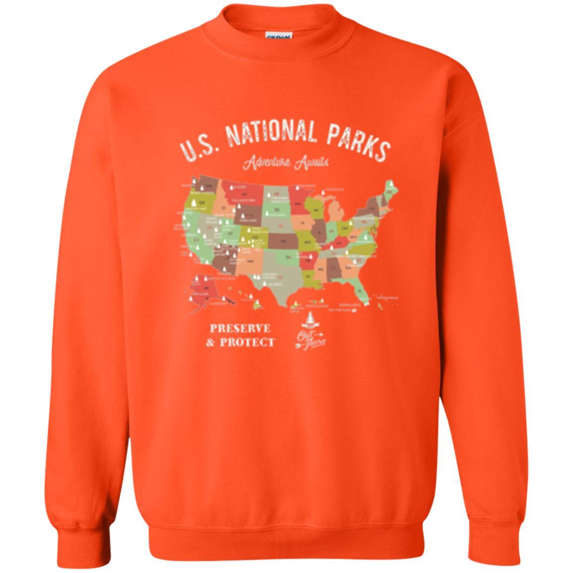 Hiking Camping T-shirt National Park Map Vintage T-shirt Orange