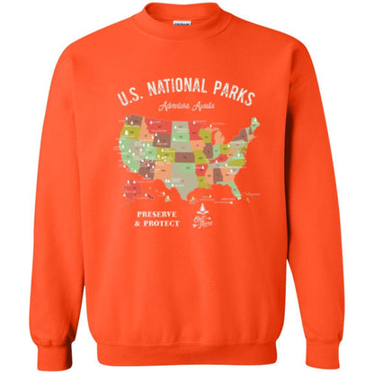 Hiking Camping T-shirt National Park Map Vintage T-shirt Orange