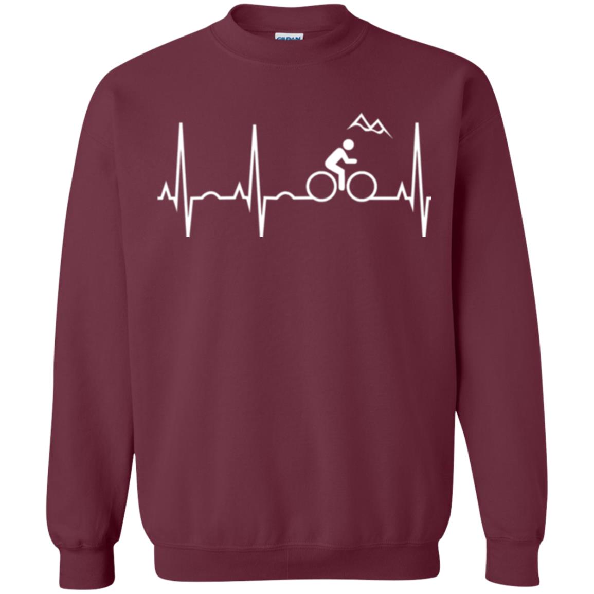 Mountain Bike Heartbeat Mountain Biking T-shirt Maroon