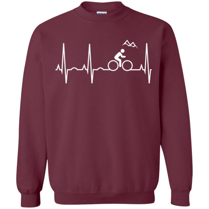 Mountain Bike Heartbeat Mountain Biking T-shirt Maroon
