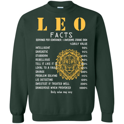 Leo Facts 1 Awesome Zodiac Sign Gift Shirt For Leo Horoscope Forest Green