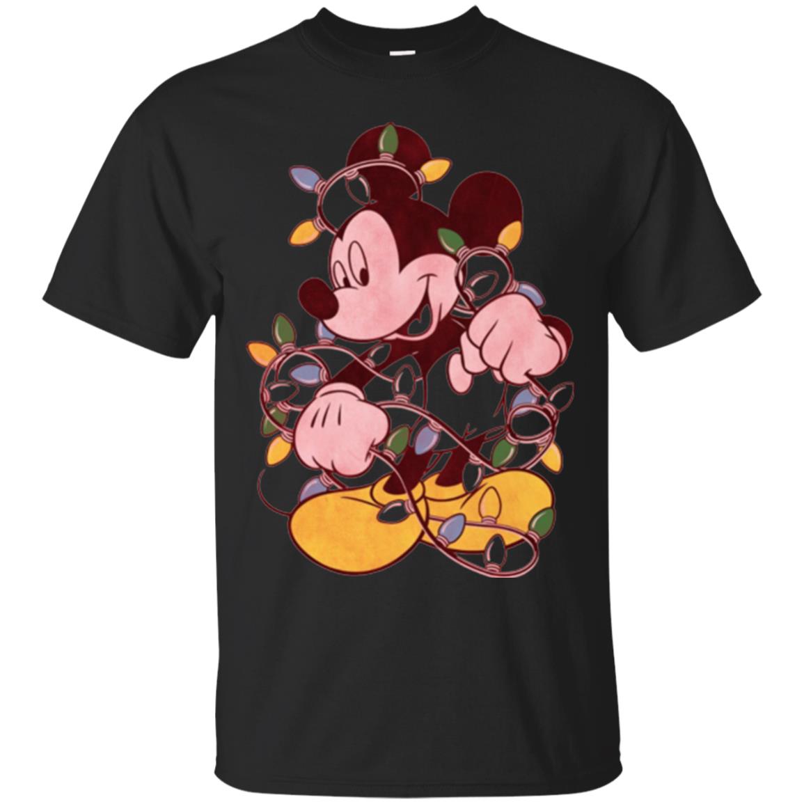 Christmas Lights T-shirt Disney Mickey Mouse Black
