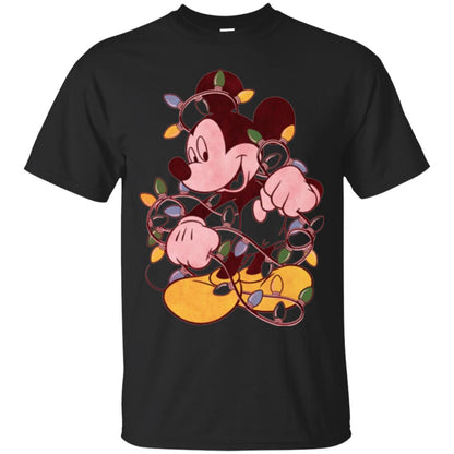 Christmas Lights T-shirt Disney Mickey Mouse Black
