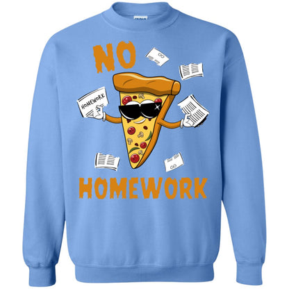No Homework Funny Pizza Shirt Carolina Blue