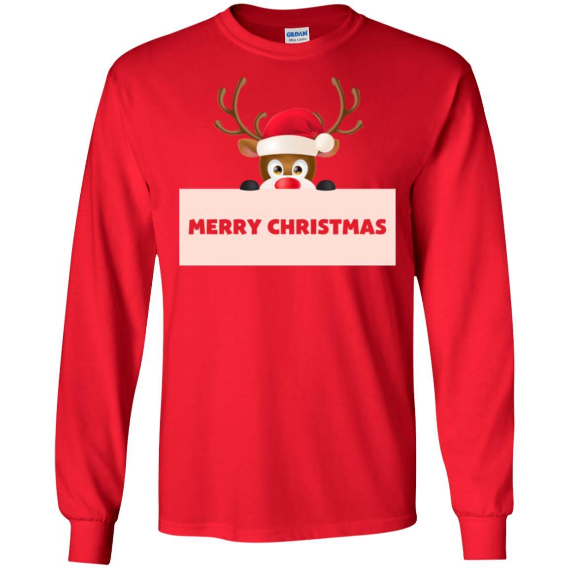 Christmas T-shirt Reindeer Merry Christmas T-shirt Red