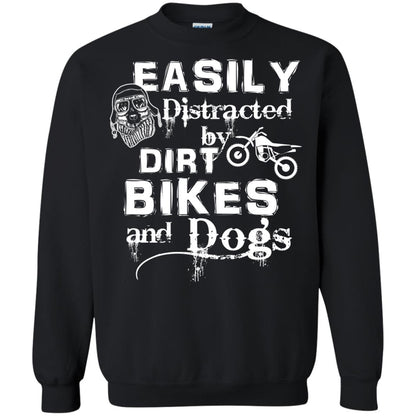 Dogs And Bikes Lover T-shirt Easily Distracted By Dirt Bikes And Dogs Black