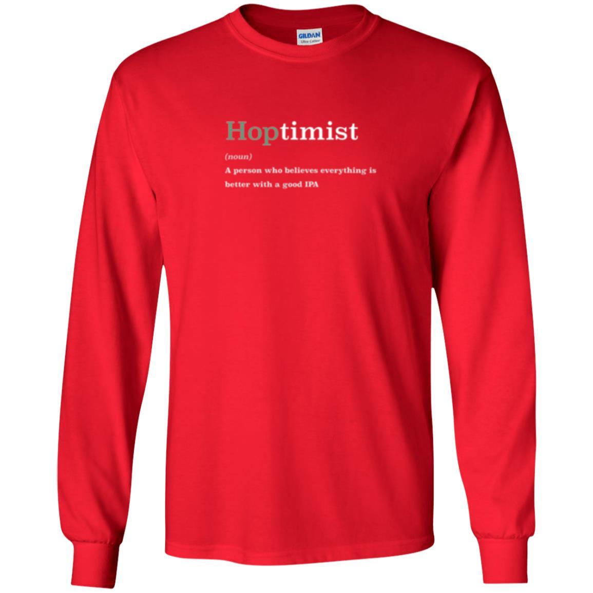 Beer Lover T-shirt Hoptimist Definition Red