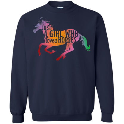 Just A Girl Who Loves Horses Equestrian T-shirt Navy