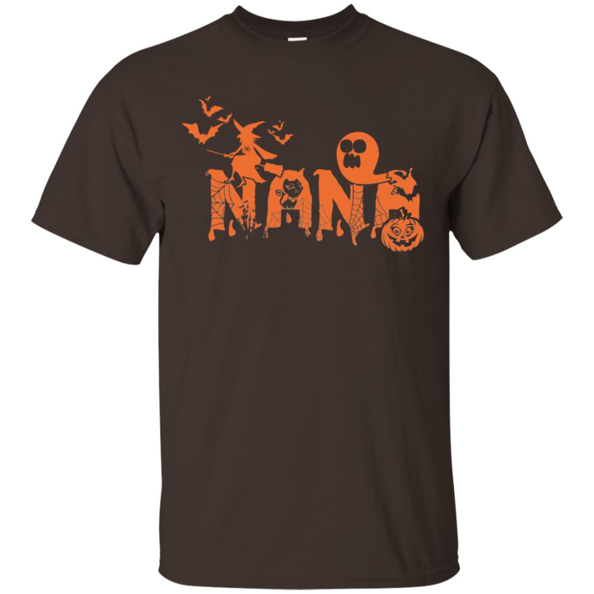 Halloween Pumpkin Nana Grandma Grandmom Shirt Dark Chocolate