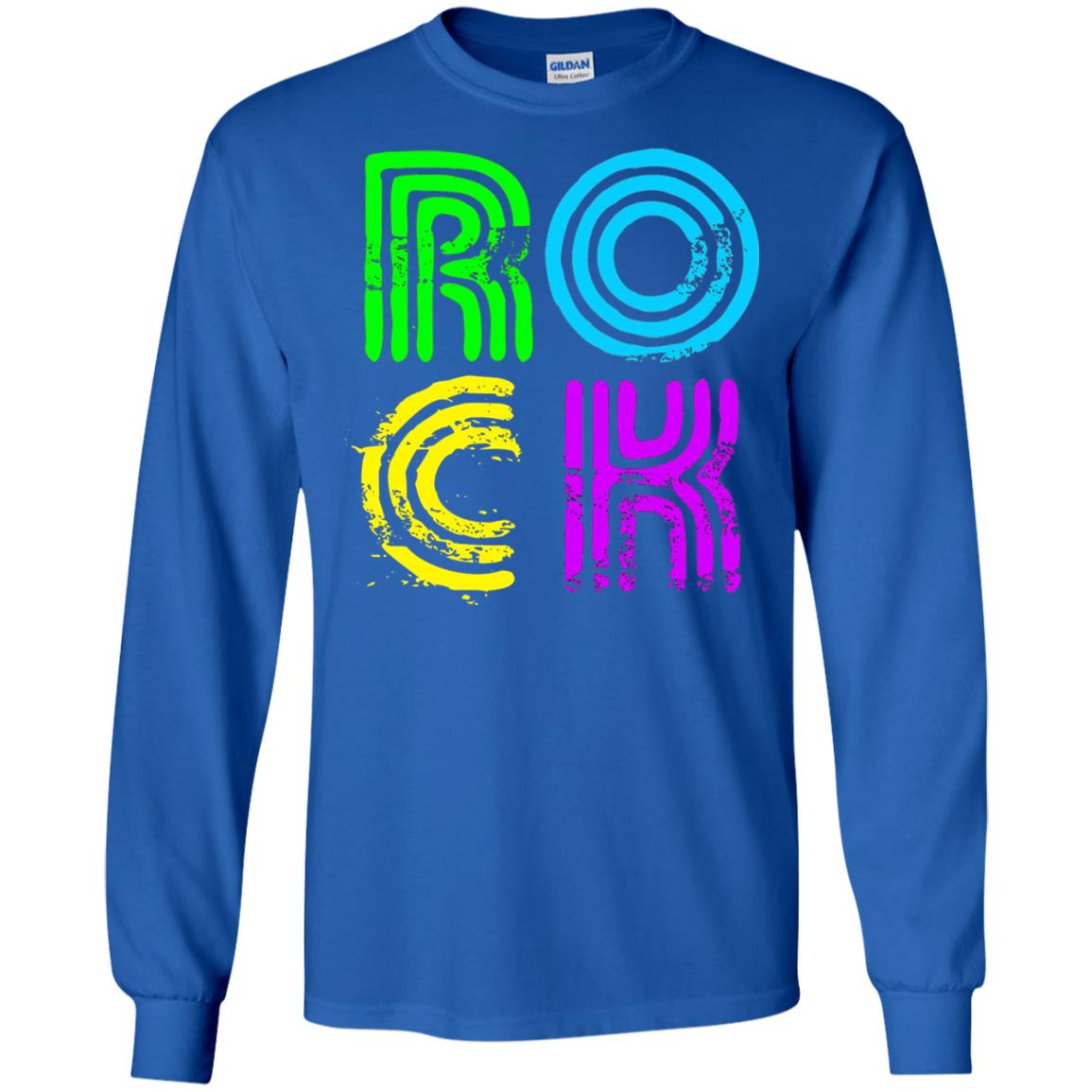 Bright Neon Colours Rock 80_s Retro Theme T-shirt Royal