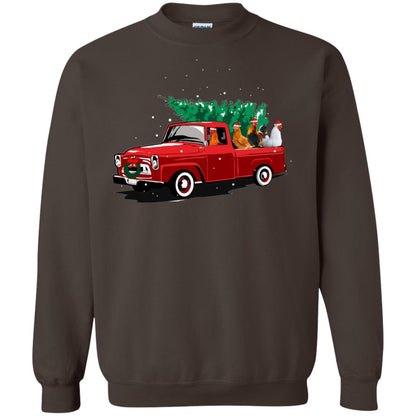 Chickens On Car Merry Christmas Gift Shirt For Mens Womens Dark Chocolate