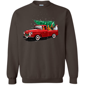 Chickens On Car Merry Christmas Gift Shirt For Mens WomensG180 Gildan Crewneck Pullover Sweatshirt 8 oz.