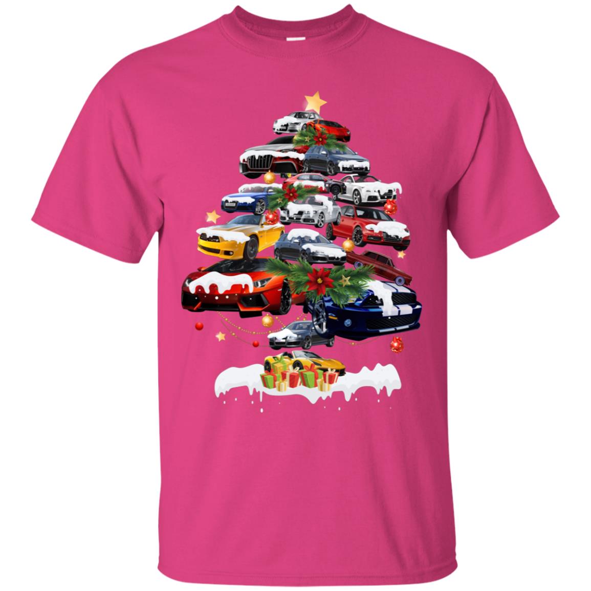 Cars Christmas Tree X-mas Gift Shirt For Mens Or Womens Heliconia