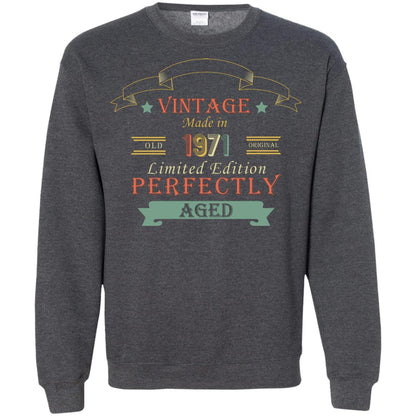 Vintage Made In Old 1971 Original Limited Edition Perfectly Aged 47th Birthday T-shirt Dark Heather
