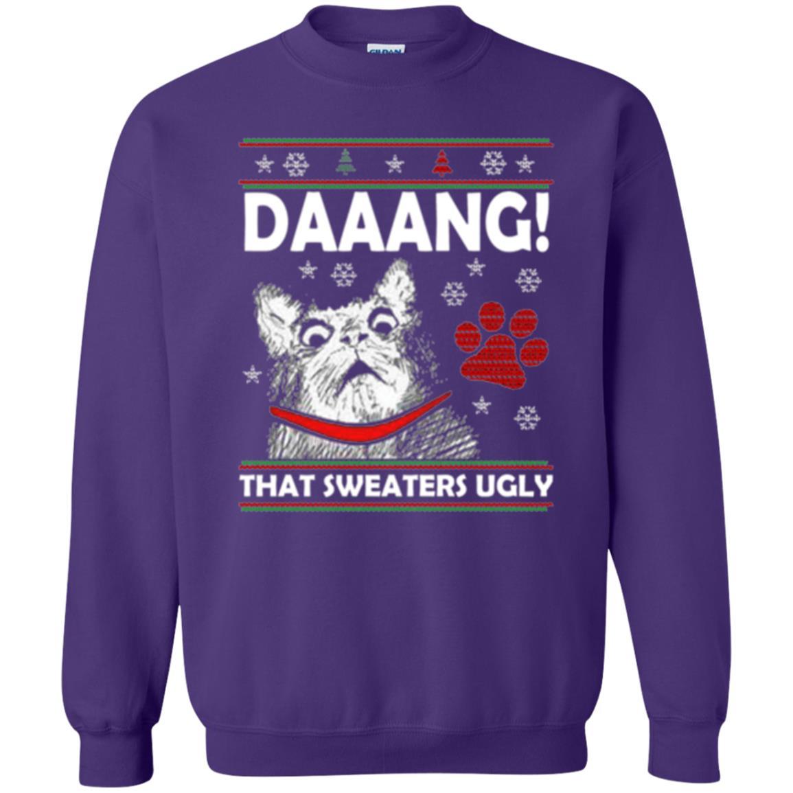 Christmas Cat T-shirt Daaang That Sweaters Ugly Purple