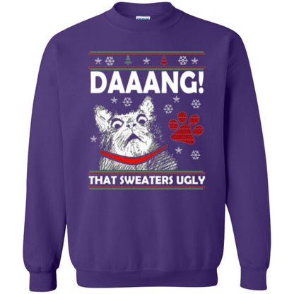 Christmas Cat T-shirt Daaang That Sweaters Ugly Purple