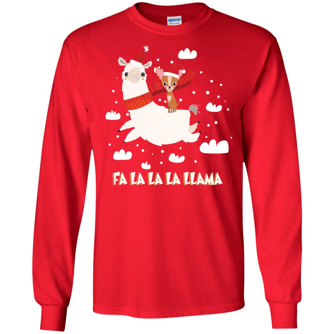 Fa La La La Llama With Chihuahua X-mas Gift Shirt Red