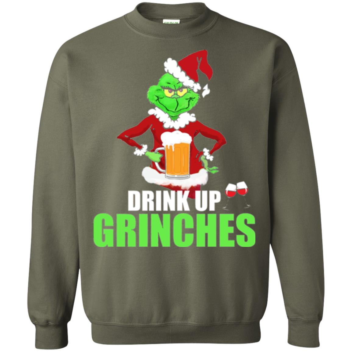 Christmas T-shirt Drink Up Grinches Military Green