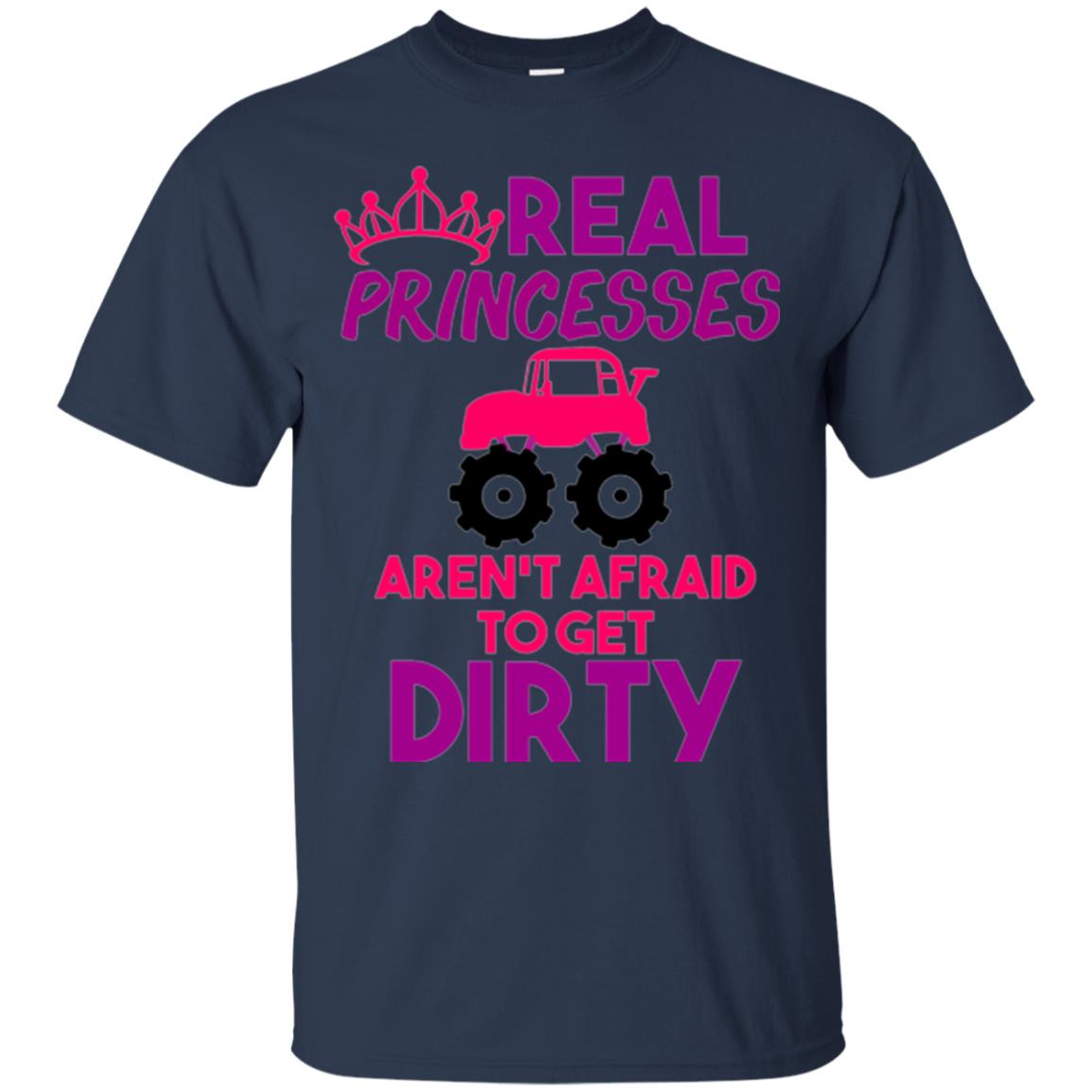 Monster Truck Girl T-shirt Real Princesses Get Dirty Navy