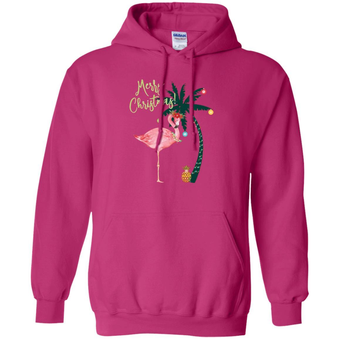 Christmas T-shirt Flamingo Merry Christmas Heliconia