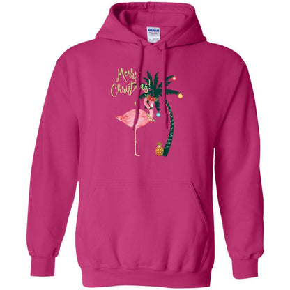 Christmas T-shirt Flamingo Merry Christmas Heliconia