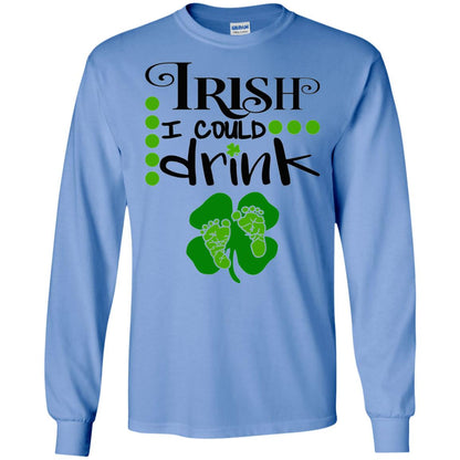 Baby Irish I Could Drink Pregnancy St Patrick_s Day T-shirt Carolina Blue