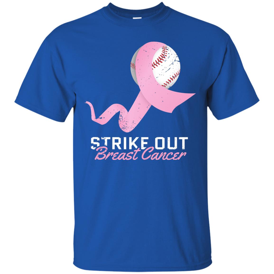 Strike Out Breast Cancer T-shirt Pink Ribbon And Baseball Royal